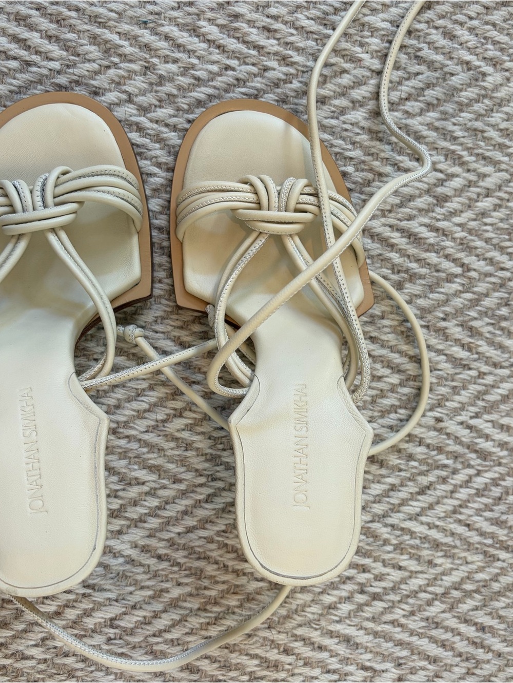 New! Jonathan Simkhai 100MM PENN LEATHER SANDALS IN OFF WHITE | Size 37 - Picture 3 of 6